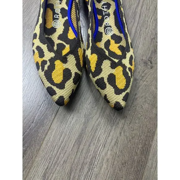 Rothy’s The Point Leopard Print Flats Size 8.5 Washable Knit Eco Friendly - Picture 4 of 5